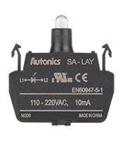 110 to 240 Volt (V) Light Emitting Diode (LED) Block Alternating Current (AC) Voltage Yellow Singular Contact Block (SA-LAY)